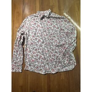 Express 1MX Extra Slim Floral Button Down Shirt Men’s XL Pink White Long Sleeve
